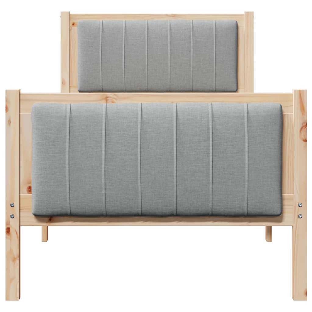 Bed frame Brown and light grey 80 x 200 cm Solid pine wood